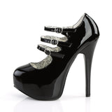 Teeze-05 Black Shiny 3 Buckle Strapped Shoe Concealed Platform