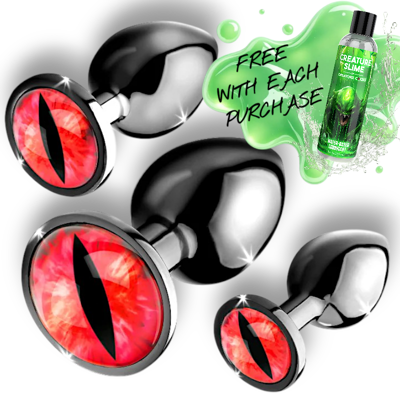 Creature Cocks Sinister Eyes Metal Butt Plug Set Red