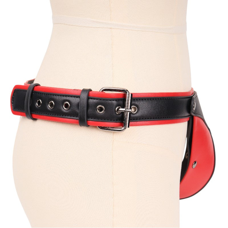 Red Faux Leather Jock Strap with Detachable Codpiece