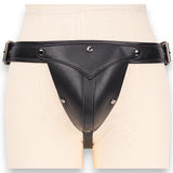 Black Faux Leather Jock Strap with Detachable Codpiece