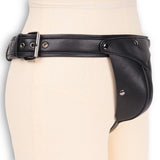 Black Faux Leather Jock Strap with Detachable Codpiece