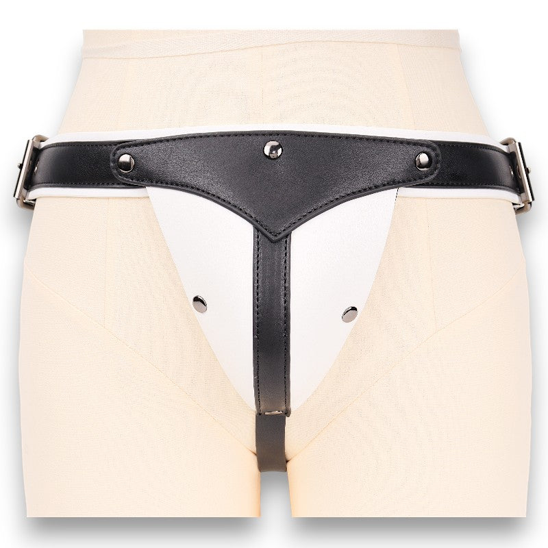 White Faux Leather Jock Strap with Detachable Codpiece