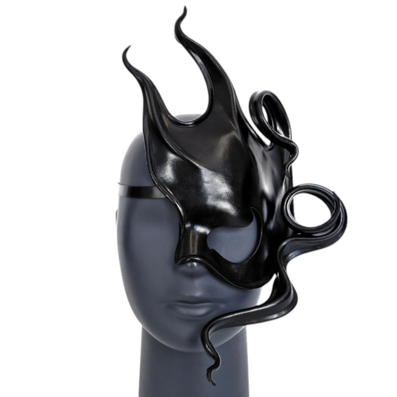 Cecilio Leather Designs Phantom Wave Mask- Black