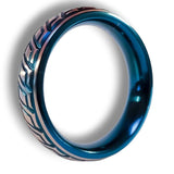 Steel Donut Cockring with Engraving Blue