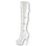 Delight-3018 Thigh Boot Patent White-White