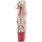 Pleaser Flamingo-1020HG Rose Gold Holo Pat/Rainbow Glitter Size06