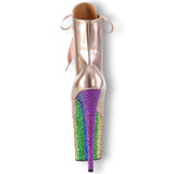 Pleaser Flamingo-1020HG Rose Gold Holo Pat/Rainbow Glitter Size06