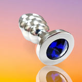 Butt Plug -B- Stainless Steel Threaded Anal Butt Plug Medium BLUE