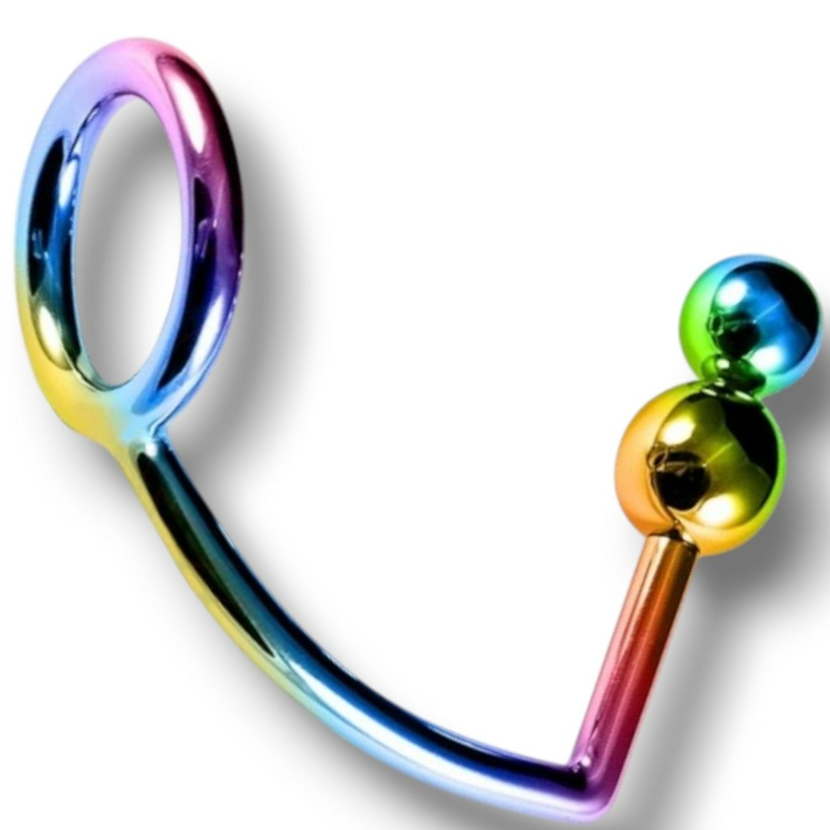 Rainbow Steel Anal Hook And Cock Ring