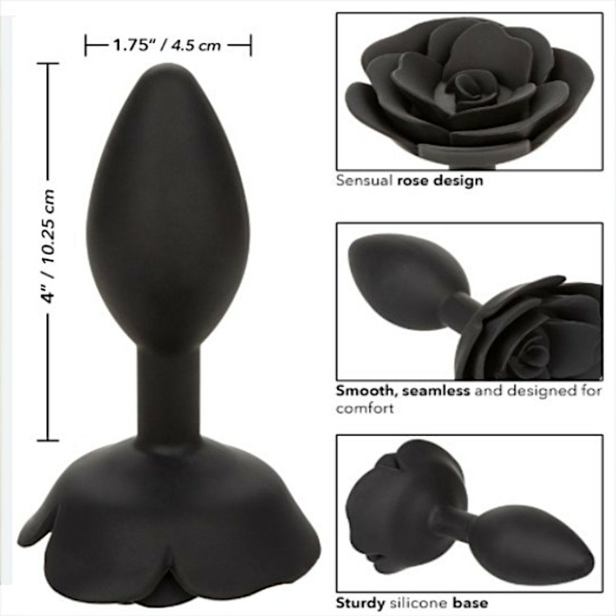 Black Rose Silicone Butt Plug