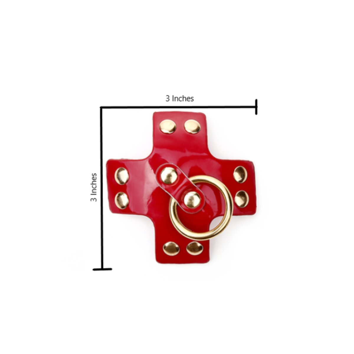 Cross Nipple Pasties With Gold O-Ring Red Shiny