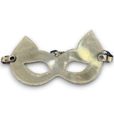 Metallic Leather Kitten Mask-Leather Lined Gold/