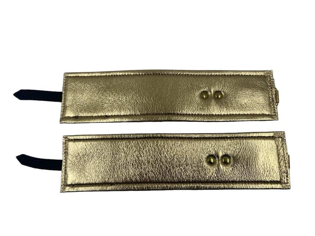 Wrist Cuffs In Brown Croc and Gold