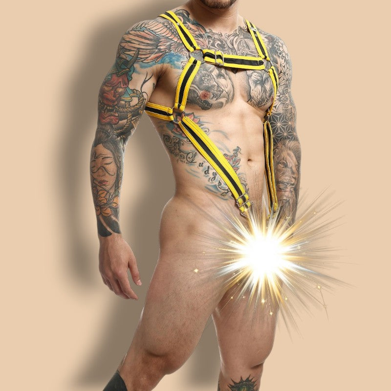 DNGEON Cross Cockring Harness Yellow
