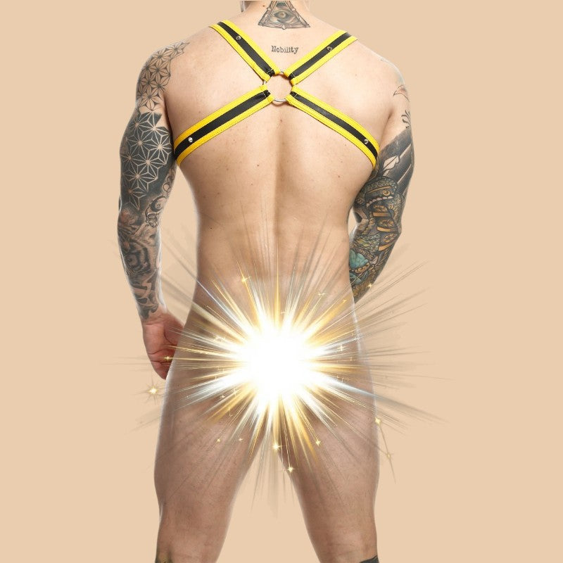 DNGEON Cross Cockring Harness Yellow