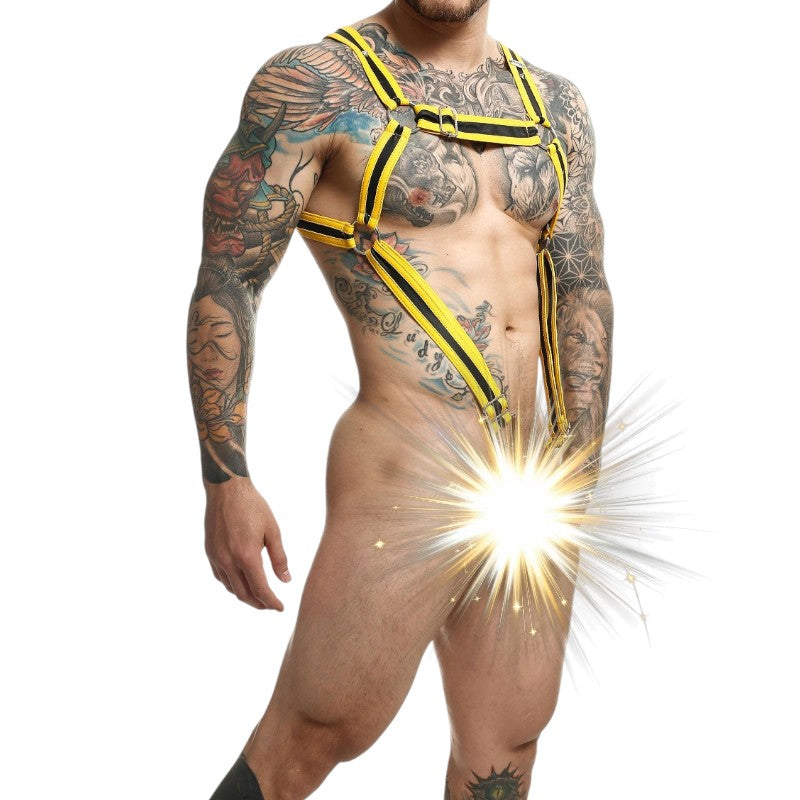 DNGEON Cross Cockring Harness Yellow