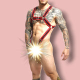 DNGEON Cross Cockring Harness RED/BLACK