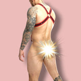 DNGEON Cross Cockring Harness RED/BLACK