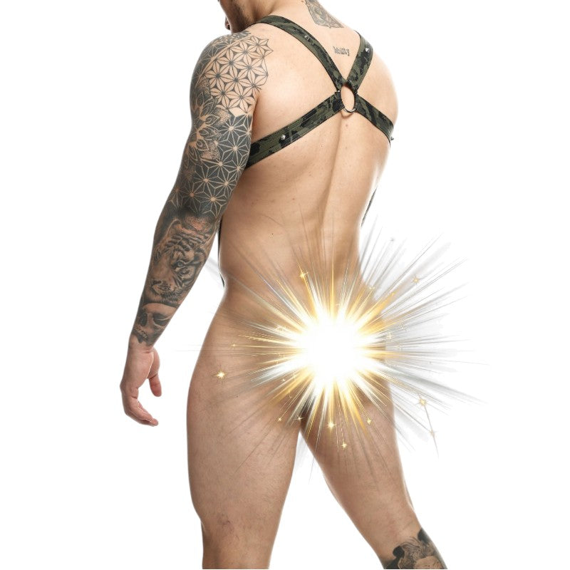 DNGEON Cross Cockring Harness Green