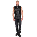 Liberation-X Sleeveless Leather Military Shirt Black/White