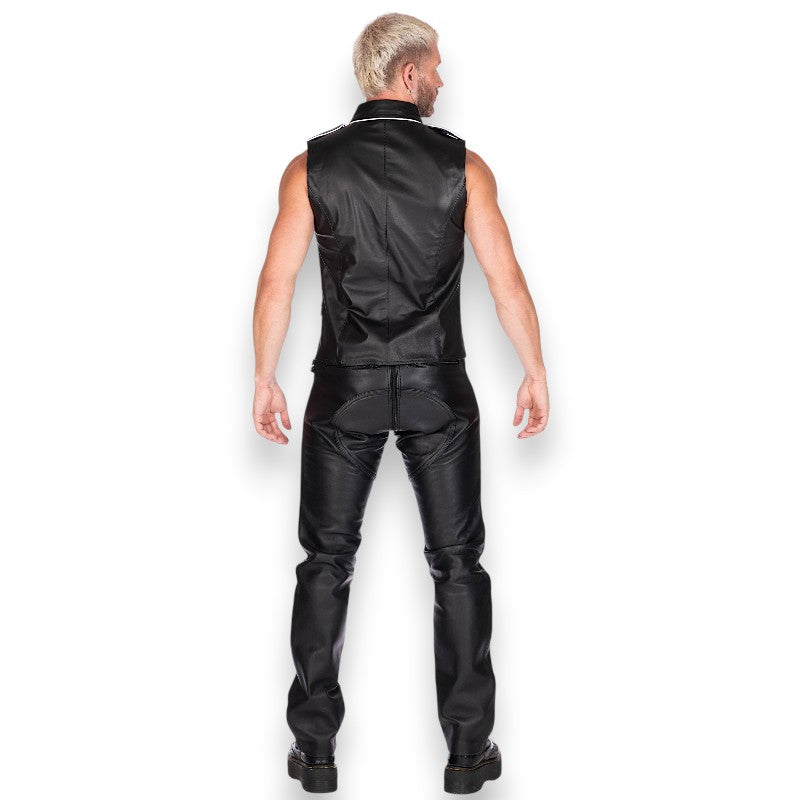 Liberation-X Sleeveless Leather Military Shirt Black/White