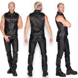 Liberation-X Sleeveless Leather Military Shirt Black/White