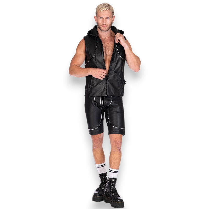 Liberation-X Sleeveless Leather Hoodie