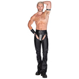 Liberation-X Full Length Leather Chaps Black With White Piping