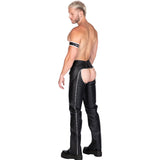 Liberation-X Full Length Leather Chaps Black With White Piping