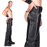 Liberation-X Full Length Leather Chaps Black With White Piping