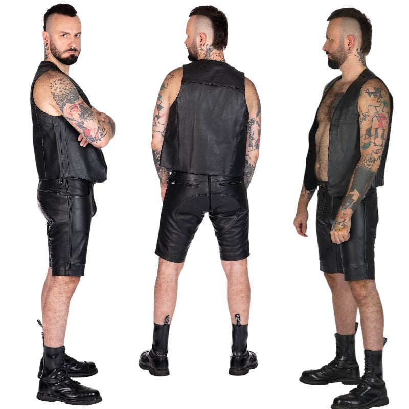 Liberation -X Knee Length Leather Pouch Shorts