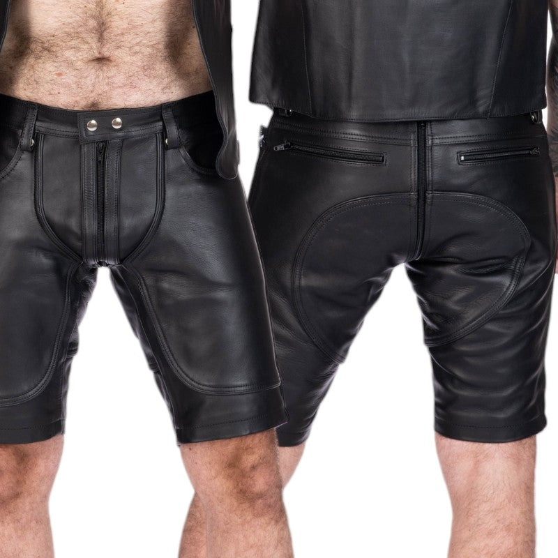 Liberation -X Knee Length Leather Pouch Shorts
