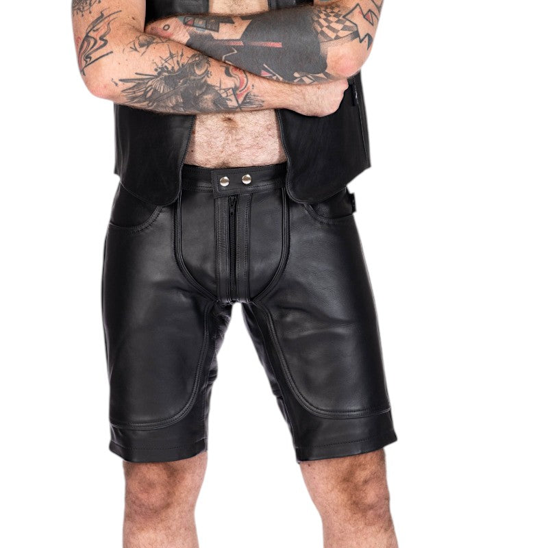 Liberation -X Knee Length Leather Pouch Shorts