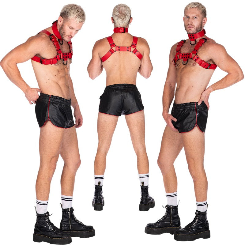Liberation-X Leather Sport Shorts-Black/Red