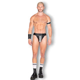Double Stripe Leather Jock Black-White