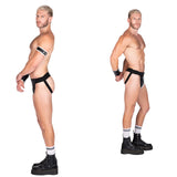 Double Stripe Leather Jock Black-White