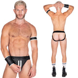 Double Stripe Leather Jock Black-White