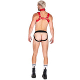 Double Stripe Leather Jock Black-Red