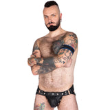 Leather Bicep Strap Blue Trim