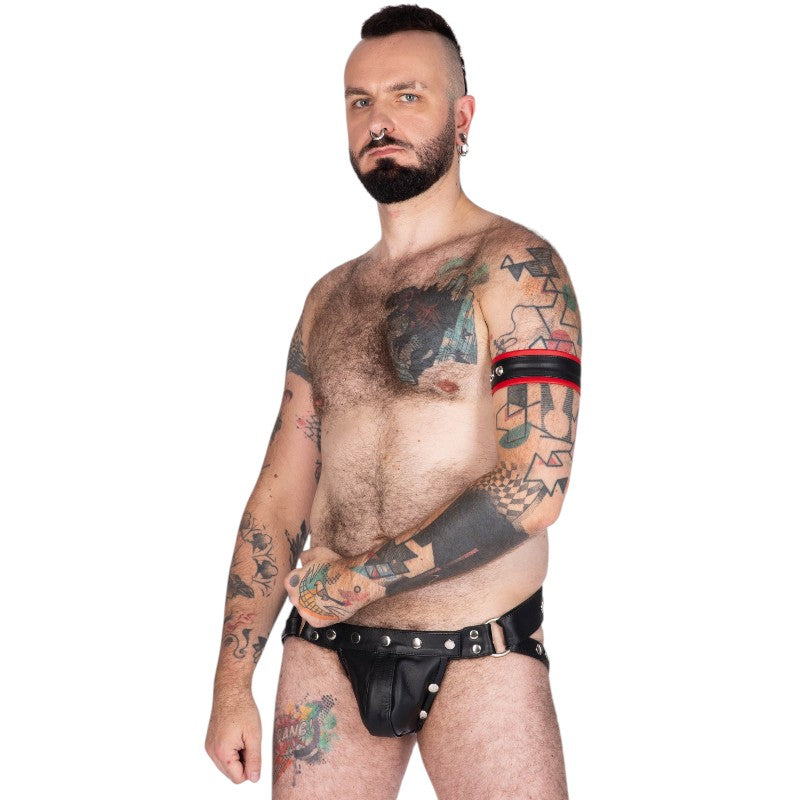 Leather Bicep Strap Red Trim