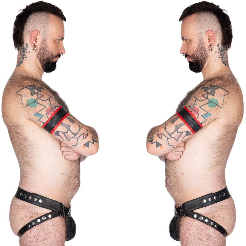 Leather Bicep Strap Red Trim