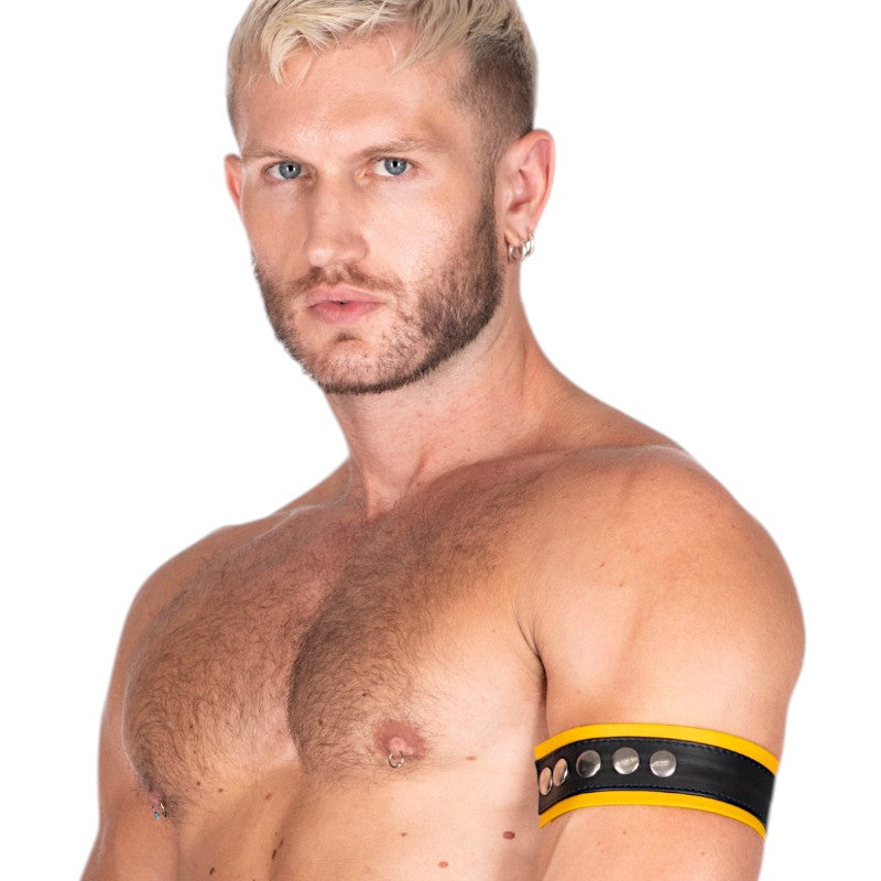 Leather Bicep Strap-Black/Yellow