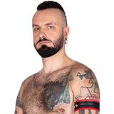 Leather Bicep Strap Red Trim