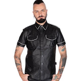 Liberation-X Short Sleeved Leather Military Shirt Black-White