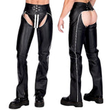 Liberation-X Full Length Leather Chaps Black With White Piping