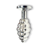 Butt Plug -B- Stainless Steel Threaded Anal Butt Plug Medium CLEAR