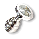 Butt Plug -C- Stainless Steel Threaded Anal Butt Plug LARGE CLEAR