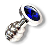 Butt Plug -C- Stainless Steel Threaded Anal Butt Plug LARGE BLUE