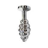 Butt Plug -C- Stainless Steel Threaded Anal Butt Plug LARGE BLUE