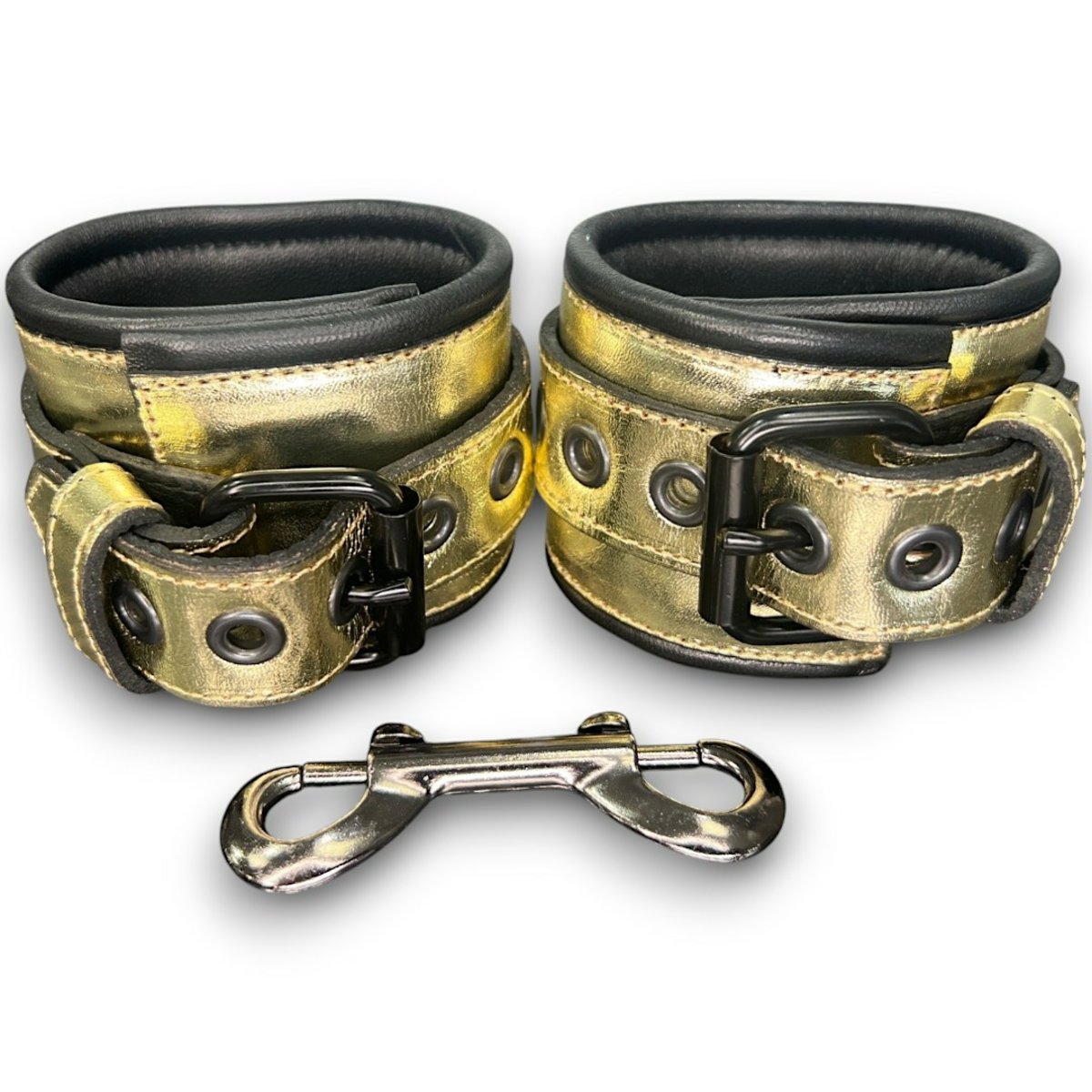 Metallic Leather Wide Strap Ankle Cuff Padde & Leather Lined M2O